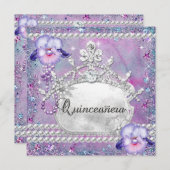 Quinceanera 15. Geburtstagsparty Lila Lilac Einladung (Vorne/Hinten)