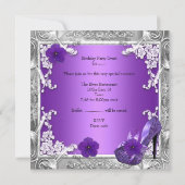 Quinceanera 15 Geburtstagsparty Lila Silver Einladung (Rückseite)