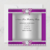 Quinceanera 15. Geburtstagsparty Lila Tiara Einladung (Rückseite)