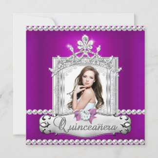 Quinceanera 15. Geburtstagsparty Lila Tiara Einladung