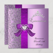 Quinceanera 15. Geburtstagsparty Lilac Pink Einladung (Vorne/Hinten)