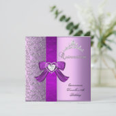 Quinceanera 15. Geburtstagsparty Lilac Pink Einladung (Stehend Vorderseite)