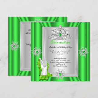 Quinceanera 15 Geburtstagsparty Lime Green Heelse Einladung