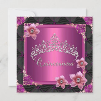 Quinceanera 15. Geburtstagsparty Pink Tiara Button Einladung