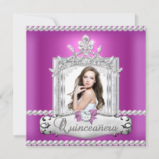 Quinceanera 15. Geburtstagsparty Pink Tiara Einladung