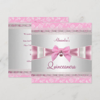Quinceanera 15. Geburtstagsparty Pink White Floral Einladung