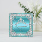 Quinceanera 15. Geburtstagsparty Silver Aquamarin Einladung (Stehend Vorderseite)