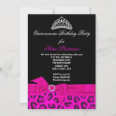 Quinceanera 15. Hot Pink Black Leopard Foto Einladung (Rückseite)