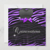 Quinceanera 15. Lila Schwarzes Zebra-Kleid Einladung (Vorderseite)
