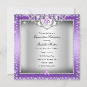 Quinceanera 15. Lila Silver Diamond Tiara Einladung (Rückseite)