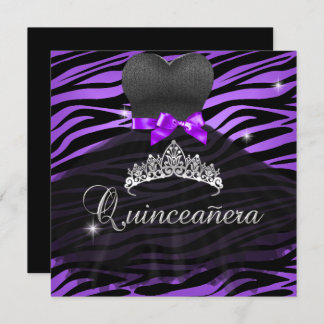Quinceanera 15. Lila Tiara Zebra Kleid Einladung