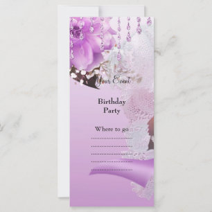 Quinceanera 15. Lilac Pink Floral White