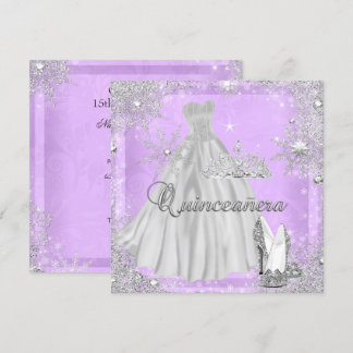 Quinceanera 15. Lilac Silver Geburtstagsparty Einladung