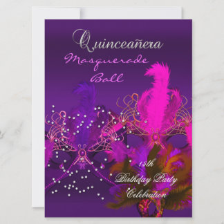 Quinceanera 15. Masquerade Lila Pink Masken Big Einladung