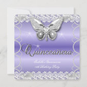 Quinceanera 15. Mauve Lace Butterfly Perl Party Einladung (Vorderseite)
