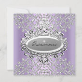 Quinceanera 15. Party Lilac Lila White Diamond Einladung (Vorderseite)