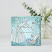 Quinceanera 15. Party Soft Aquamarin Tiara Dress S Einladung (Stehend Vorderseite)