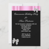 Quinceanera 15. Pink Schwarz-weiß Lace Foto Einladung (Rückseite)