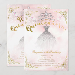 Quinceañera 15 Prinzessin Sparkle Geburtstagsparty Einladung