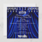 Quinceanera 15. Royal Blue Carriage Tiara Einladung (Rückseite)