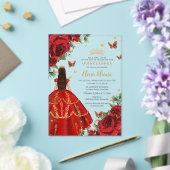 Quinceañera 15 Sweet 16 Red Roses Flowers Floral Acryleinladungen (In Situ (Hochzeit))