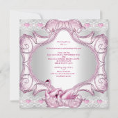 Quinceanera 15. Weißrosa Schwäne Tiara Foto Einladung (Rückseite)