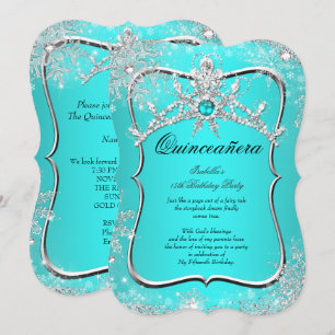 Quinceanera 15. Winter Wonderland Aqua-Perle Einladung