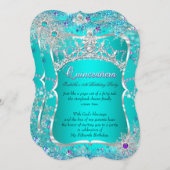 Quinceanera 15. Winter Wonderland Aquamarin Lila Einladung
