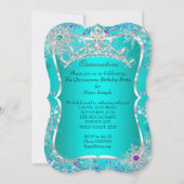 Quinceanera 15. Winter Wonderland Aquamarin Lila Einladung (Rückseite)
