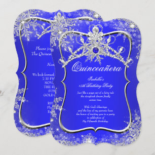 Quinceanera 15. Winter Wonderland Königliches Blau Einladung