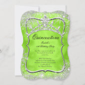 Quinceanera 15. Winter Wonderland Lime Green Einladung (Vorderseite)