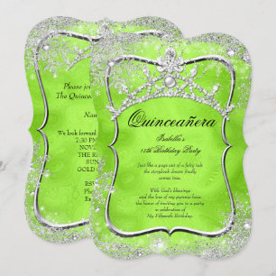 Quinceanera 15. Winter Wonderland Limettengrün Einladung