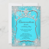 Quinceanera 15. Winter Wonderland Silver Aquamarin Einladung (Vorderseite)