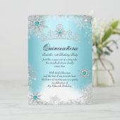 Quinceanera 15. Winter Wonderland Silver Blue 2 Einladung (Stehend Vorderseite)