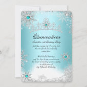 Quinceanera 15. Winter Wonderland Silver Blue 2 Einladung (Vorderseite)