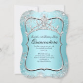 Quinceanera 15. Winter Wonderland Silver Blue Einladung (Vorderseite)