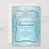 Quinceanera 15. Winter Wonderland Silver Blue Einladung (Vorderseite)