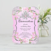 Quinceanera 15. Winter Wonderland Sweet Pink Einladung (Stehend Vorderseite)