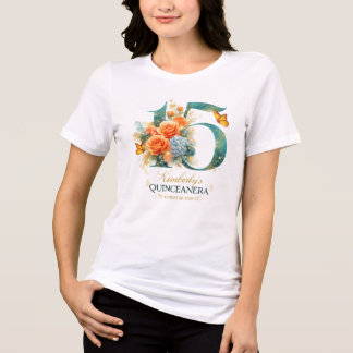 Quinceanera 15th Birthday Party Floral T-Shirt Tri-Blend Shirt