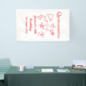 Quinceanera 15th birthday red beach party tree sun banner (Messeveranstaltung)