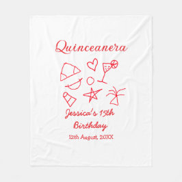 Quinceanera 15th birthday red beach party tree sun fleecedecke