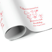 Quinceanera 15th birthday red beach party tree sun geschenkpapier (Rolleneckpunkt)