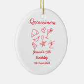 Quinceanera 15th birthday red beach party tree sun keramik ornament (Rechts)
