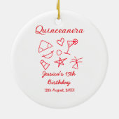 Quinceanera 15th birthday red beach party tree sun keramik ornament (Hinten)