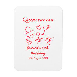Quinceanera 15th birthday red beach party tree sun magnet