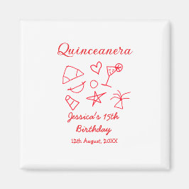 Quinceanera 15th birthday red beach party tree sun magnet