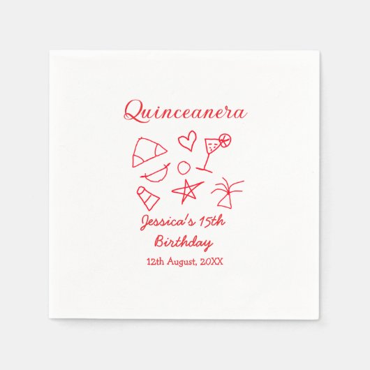 Quinceanera 15th birthday red beach party tree sun serviette (Vorderseite)