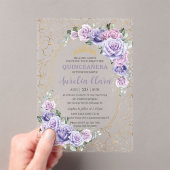 Quinceanera 16 15 Lila Lilac Floral Modernes Gold Acryleinladungen (Insitu (Handheld))