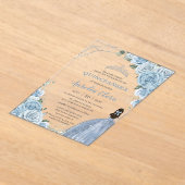 Quinceanera 16 Baby Blue Floral Prinzessin Silver Acryleinladungen (Ablage )