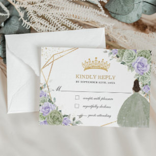 Quinceañera 16 Geburtstagsfeier Grüner Lavendel RSVP Karte